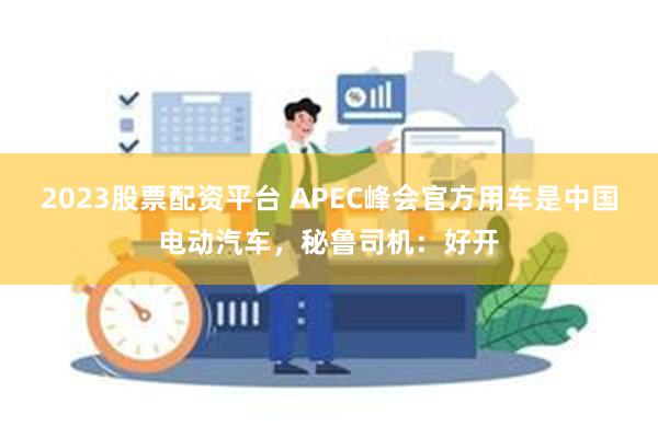 2023股票配资平台 APEC峰会官方用车是中国电动汽车，秘