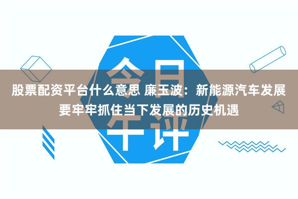 股票配资平台什么意思 廉玉波：新能源汽车发展要牢牢抓住当下发展的历史机遇