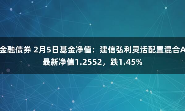 金融债券 2月5日基金净值：建信弘利灵活配置混合A最新净值1.2552，跌1.45%