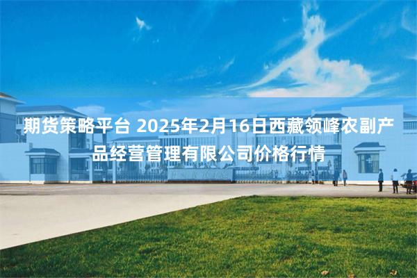 期货策略平台 2025年2月16日西藏领峰农副产品经营管理有限公司价格行情