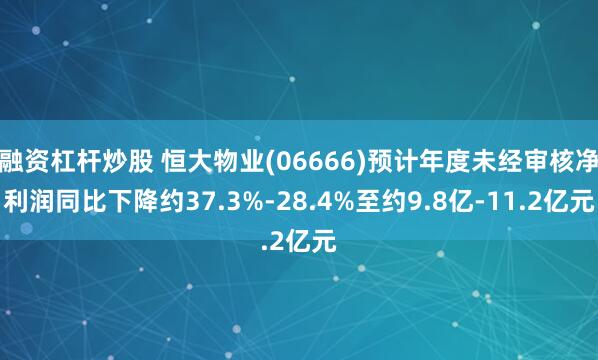 融资杠杆炒股 恒大物业(06666)预计年度未经审核净利润同比下降约37.3%-28.4%至约9.8亿-11.2亿元