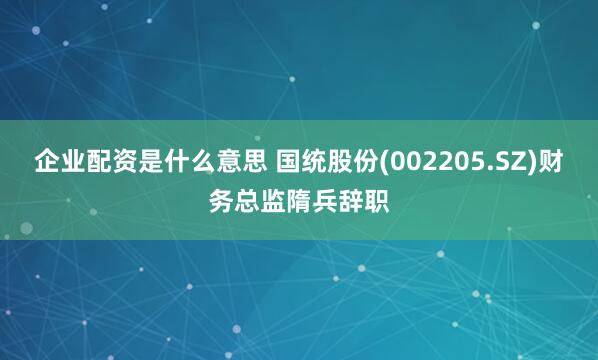 企业配资是什么意思 国统股份(002205.SZ)财务总监隋兵辞职