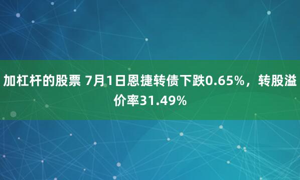 加杠杆的股票 7月1日恩捷转债下跌0.65%，转股溢价率31.49%
